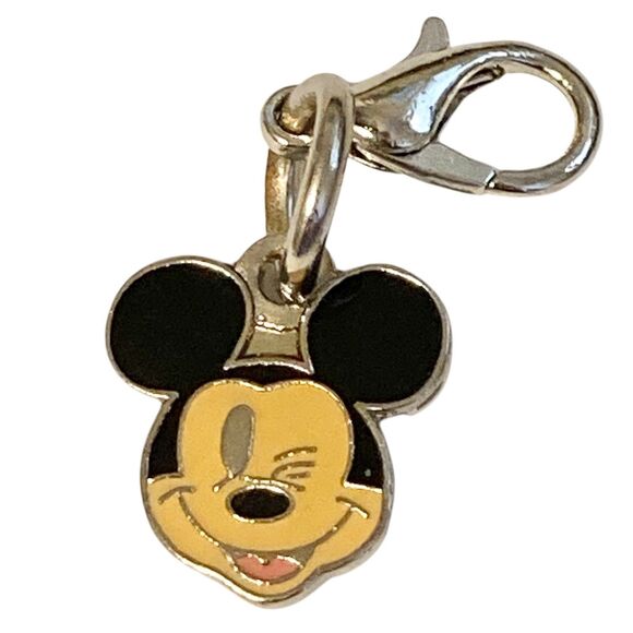 Vintage Disney Happy Winking Mickey Mouse Clip On Charm Zipper Pull Bag Purse - Picture 1 of 7